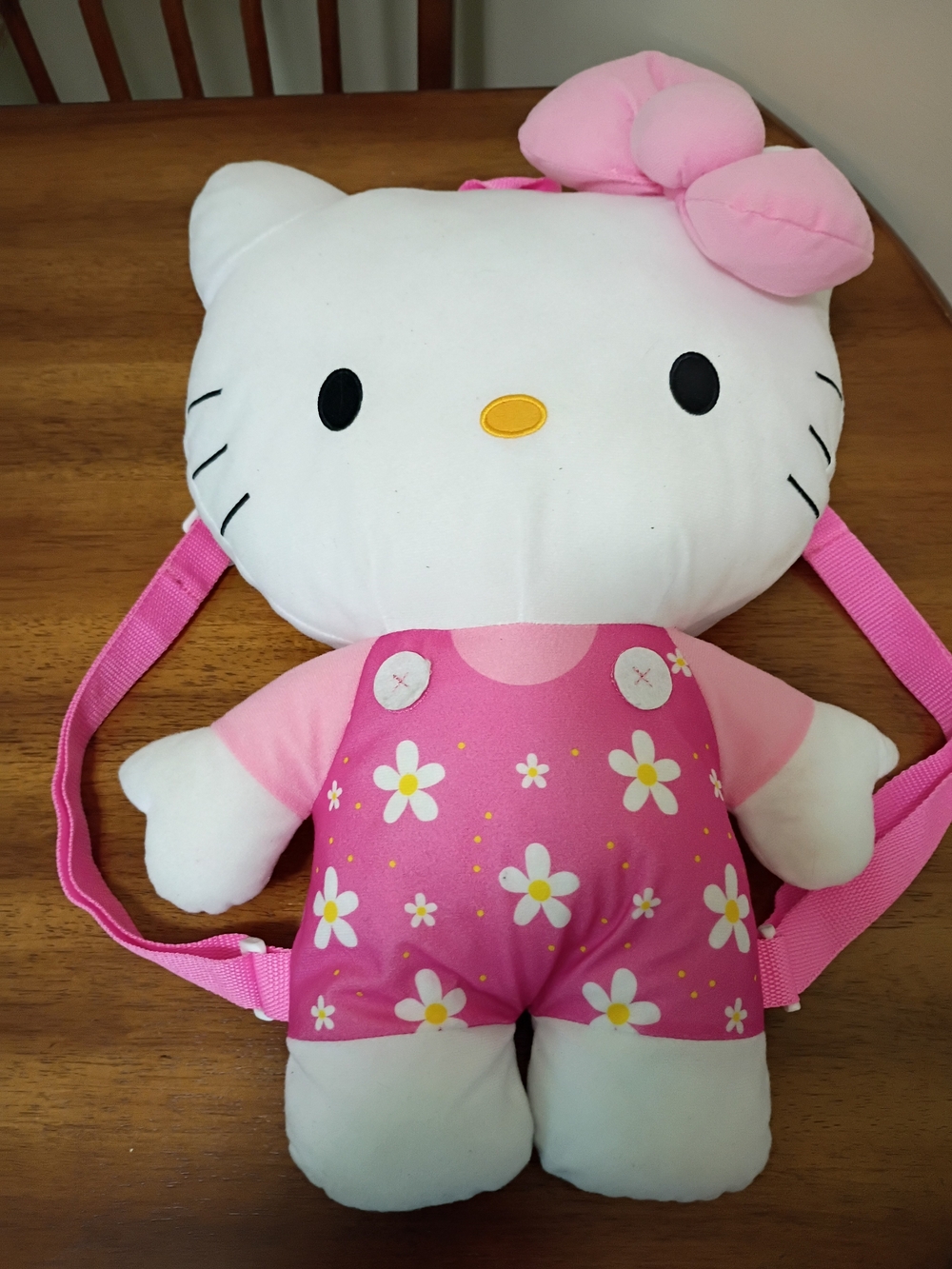 Hello Kitty Pink and White Plush Floral Backpack